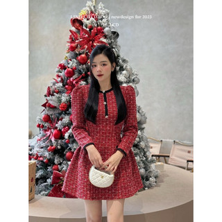 ĐẦM DẠ ĐỎ CỔ TRÒN VIỀN ĐEN |Kèm ảnh sàn thật💯