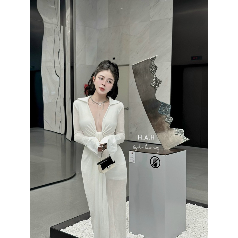 Đầm body nhúng khoét ngực siêu sang chơi noel, chơi Tết