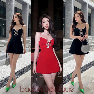 Đầm 2 dây tk nơ ngực đính đá sang trọng - Baobei boutique