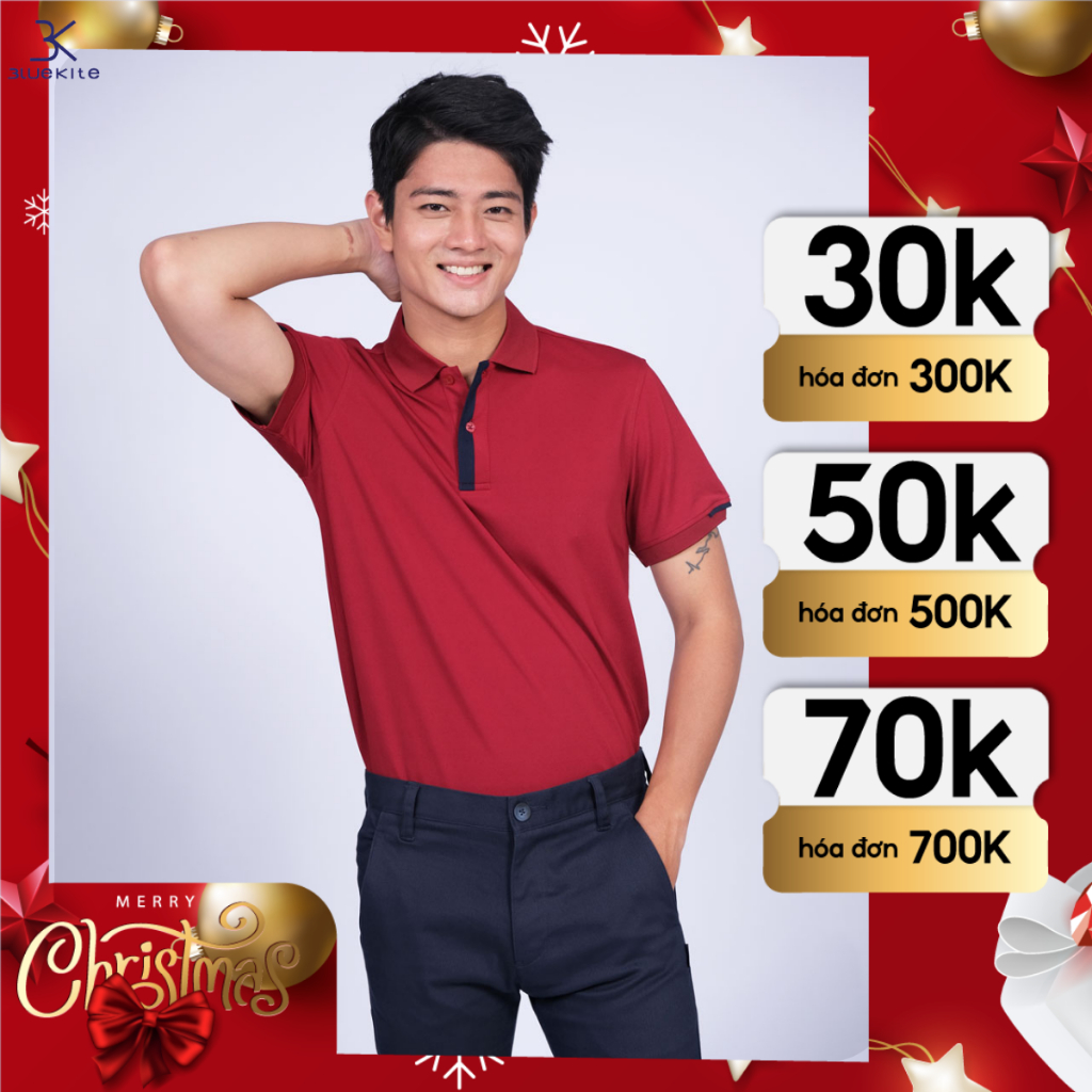 Áo Polo Nam Bluekite 085 - Sang Trọng, Vải Cá Sấu, Không Nhăn, Co Giãn, Form Chuẩn, Slim, Thể thao, Thoải mái