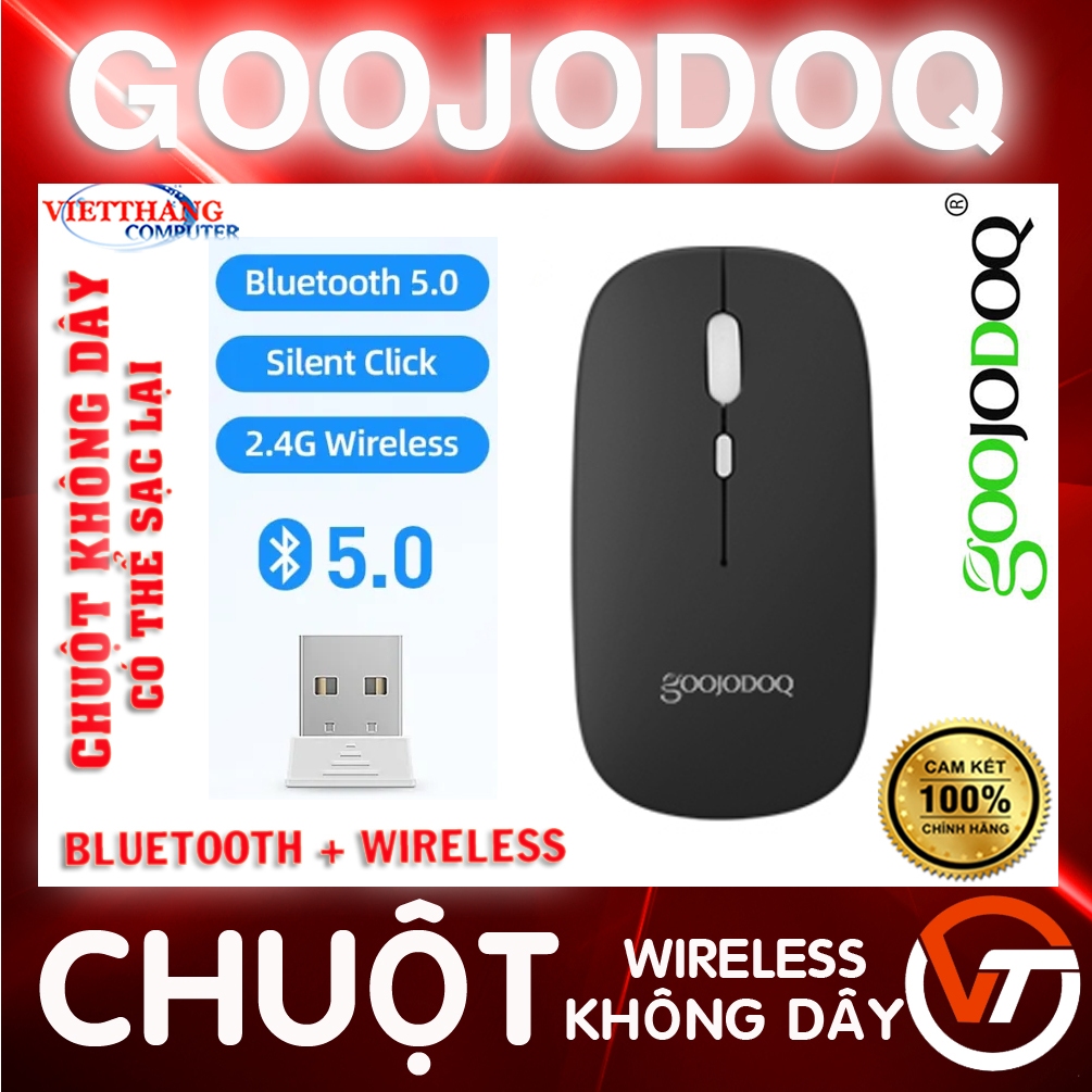 Chuột không dây Bluetooth & 2.4GHz GOOJODOQ Cho PC/Laptop/Macbook/iPad/Tablet 2 in 1 Wireless +Bluetooth