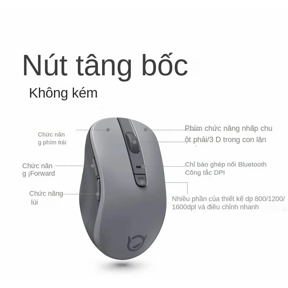Chuột không dây Bluetooth 5.0 Lenovo Xiaoxin M1 Grey 1600DPI Cho PC/Laptop/Macbook/iPad/Table  Không tiếng ồn Pin AA
