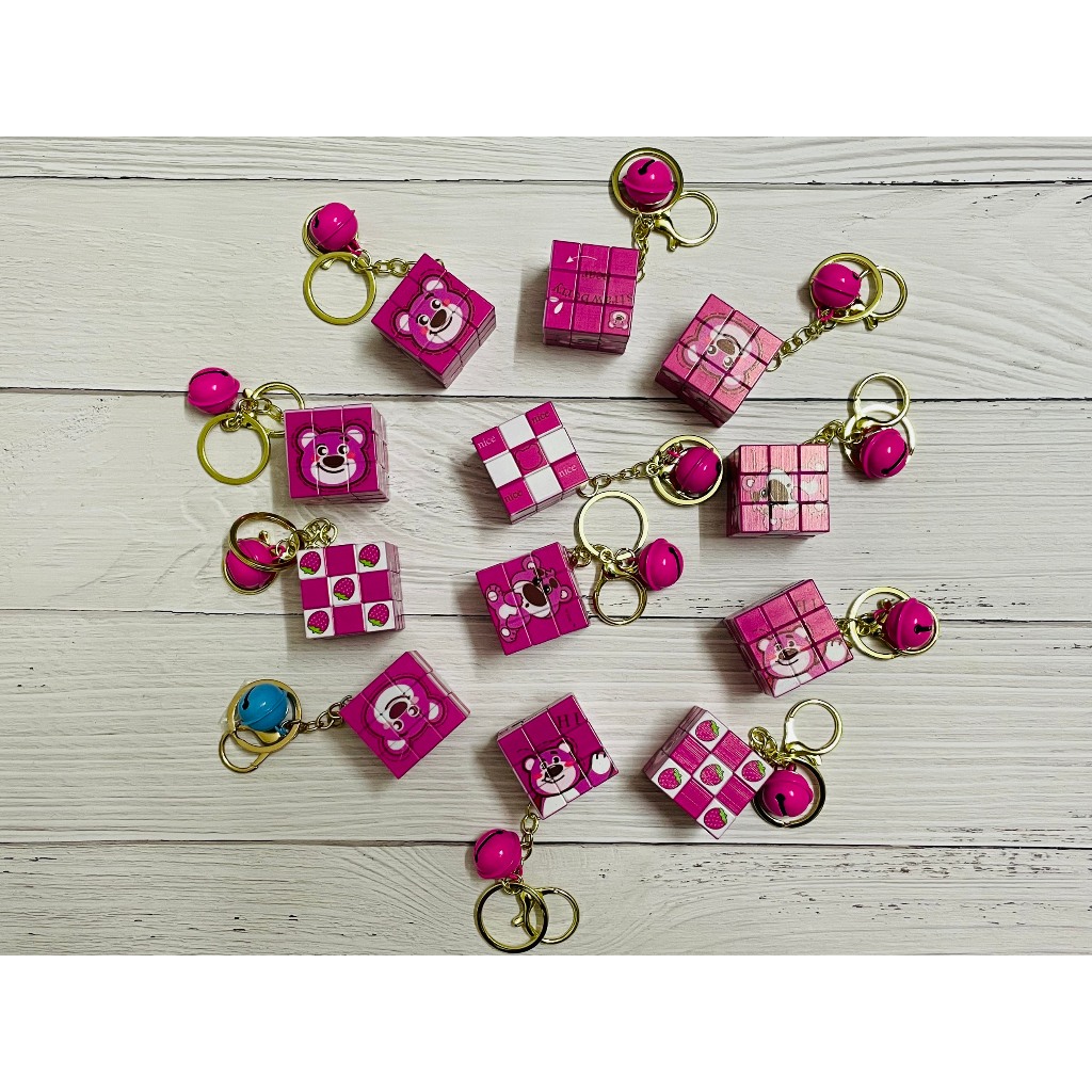 Móc Khóa Rubik Mini Kèm Chuông Hình Hoạt Hình Dễ Thương, Móc Khóa Rubik Kèm Chuông Gấu Dâu, Móc Khóa Rubik Đôrêmon
