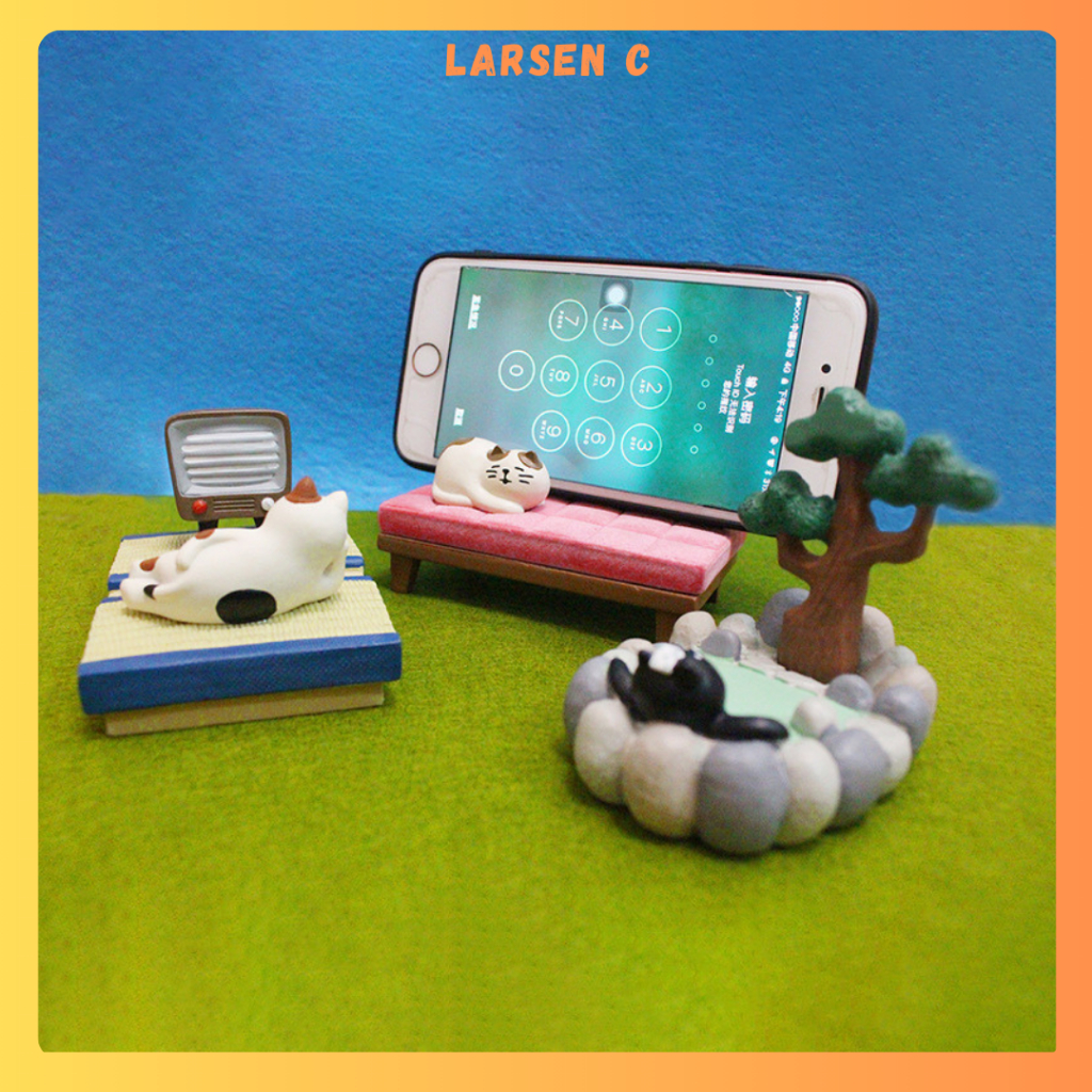 Giá đỡ gác điện thoại hình mèo sofa/TV/suối nước nóng phong cách Nhật dễ thương