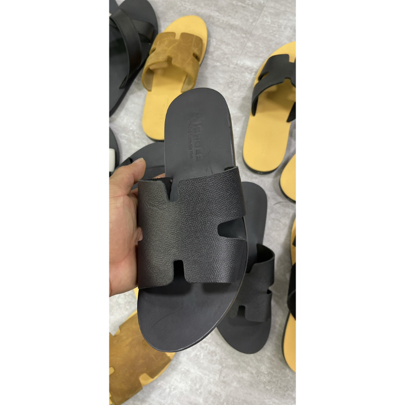 Dép Da Nam Cao Cấp Atshoes Dép chữ H Cao Cấp Da Bò Đế Caosu  Chống Nước HAT21