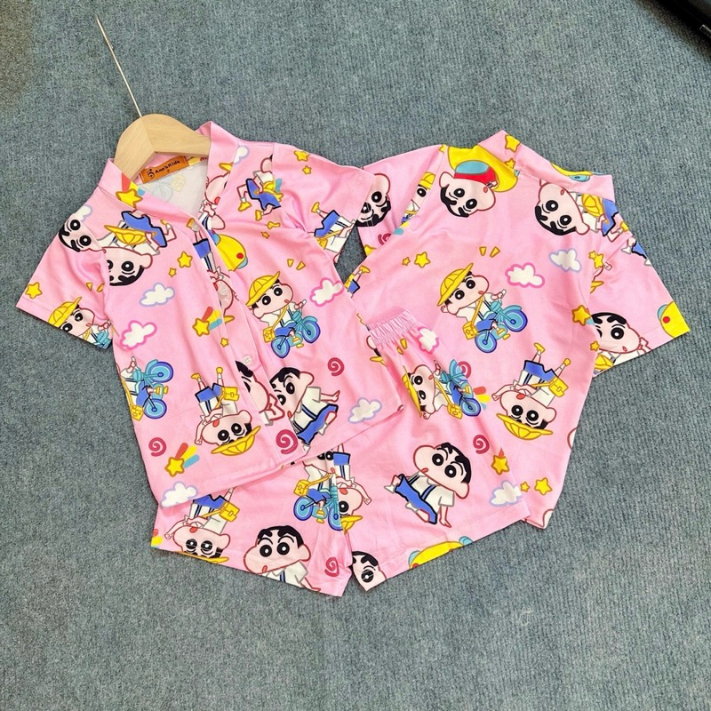 (22-45kg) Đồ bộ bé gái áo cộc quần đùi thun lạnh mềm mát co giãn 4 chiều in hình dễ thương 22-45kg