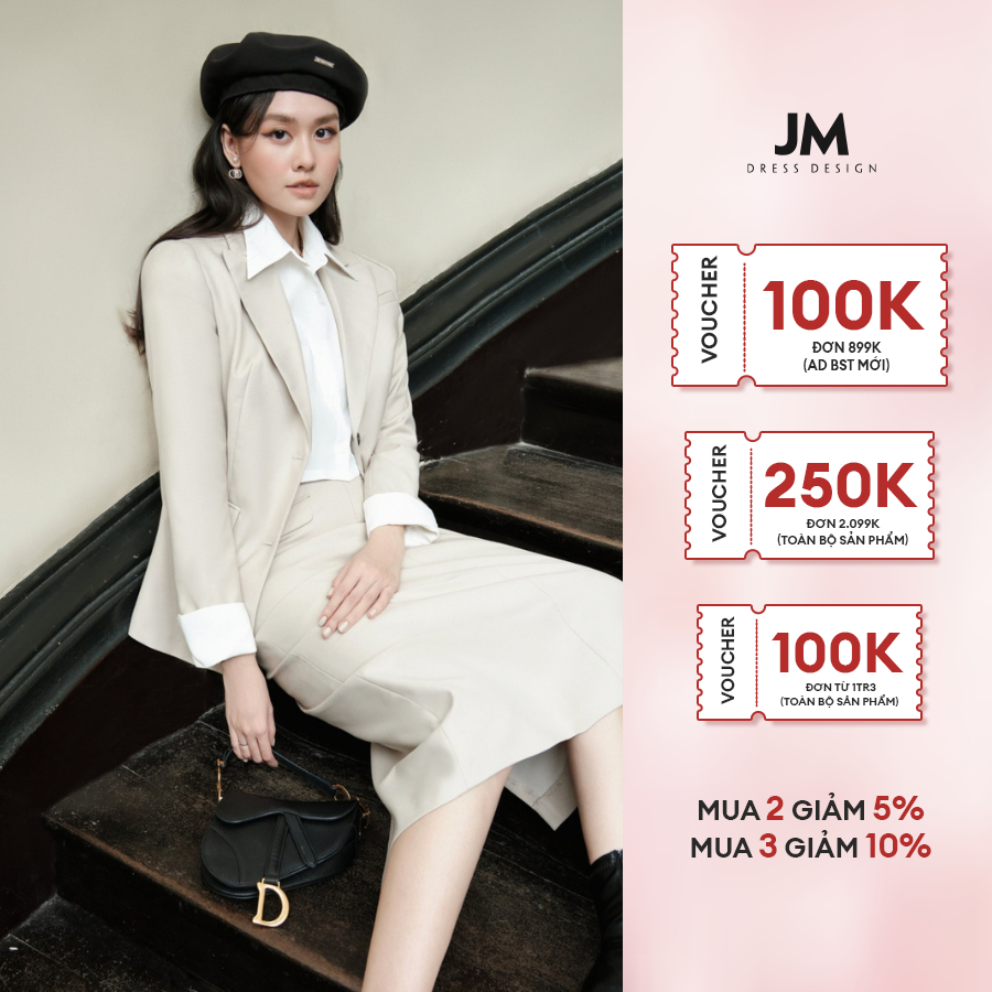 Áo sơmi thiết kế JM Dress Design croptop1 túi ốp đươi 2S25.2309PL