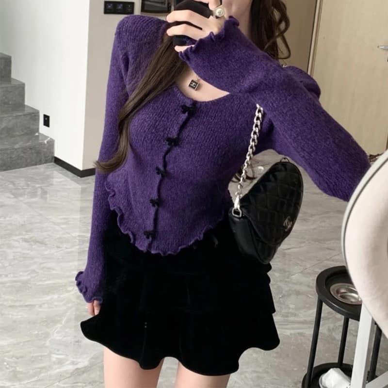 ÁO LEN CÚC NƠ NỔI VẠT CHÉO