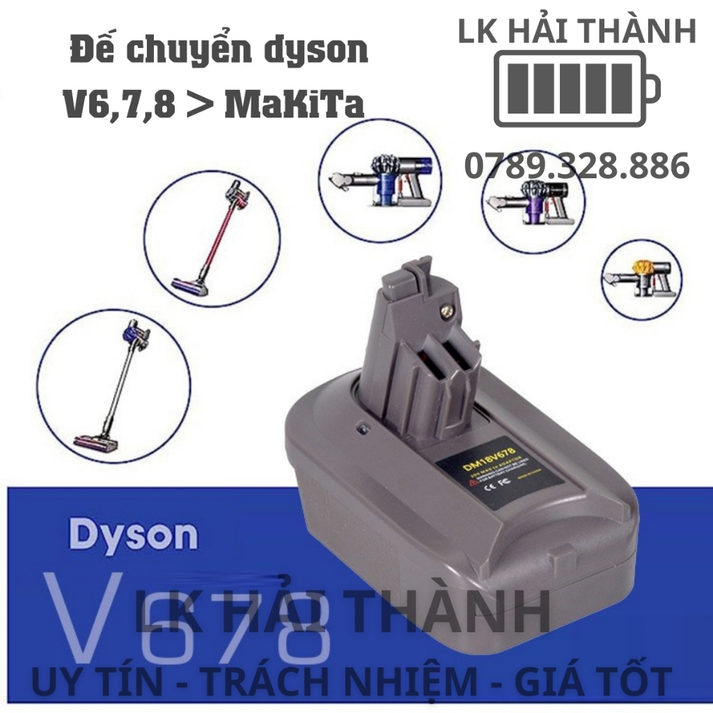 Đế chuyển pin Dyson sang pin Makita dùng được cả V6 V7 V8 tiện lợi