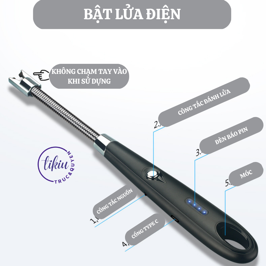 Dụng Cụ Thắp Nến Thơm - Phụ Kiện Thắp Nến Kèm Dây Sạc 26cm- Dụng cụ Chuyên Dụng Chống Gió Dùng Sạc Tiện Dụng