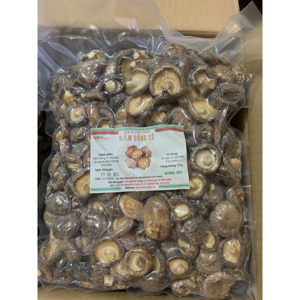 Nấm Đông Cô - Nấm Hương Size 3cm Túi 1Kg Việt Hiệp