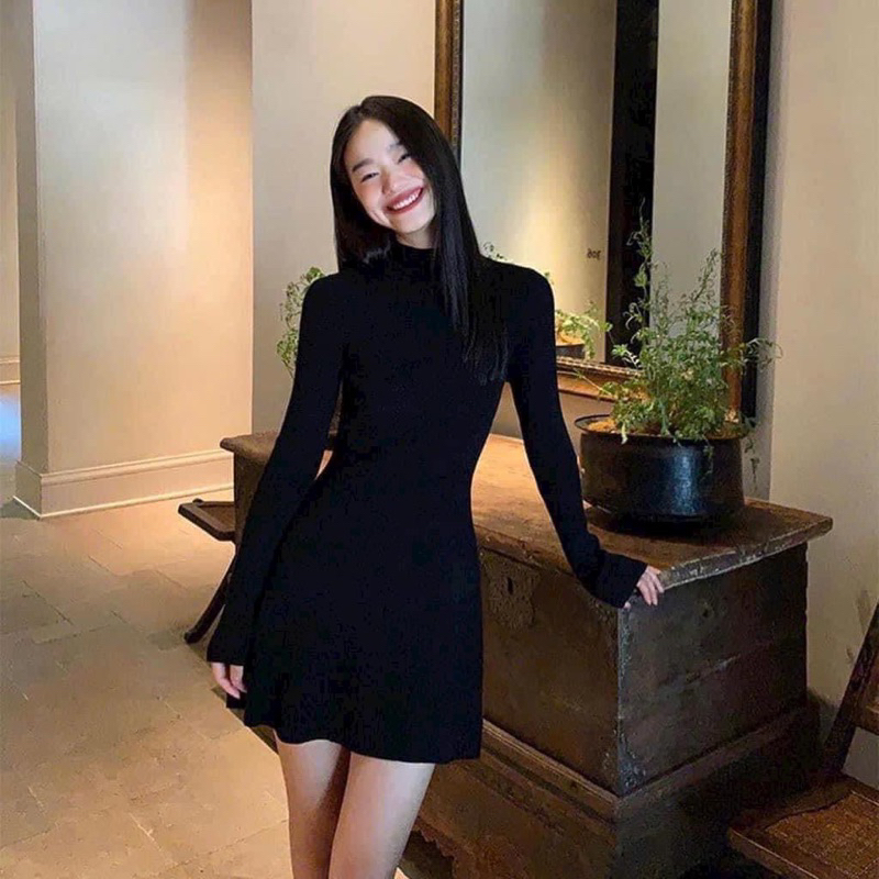 VÁY TĂM XOÈ CỔ CAO DÀI TAY