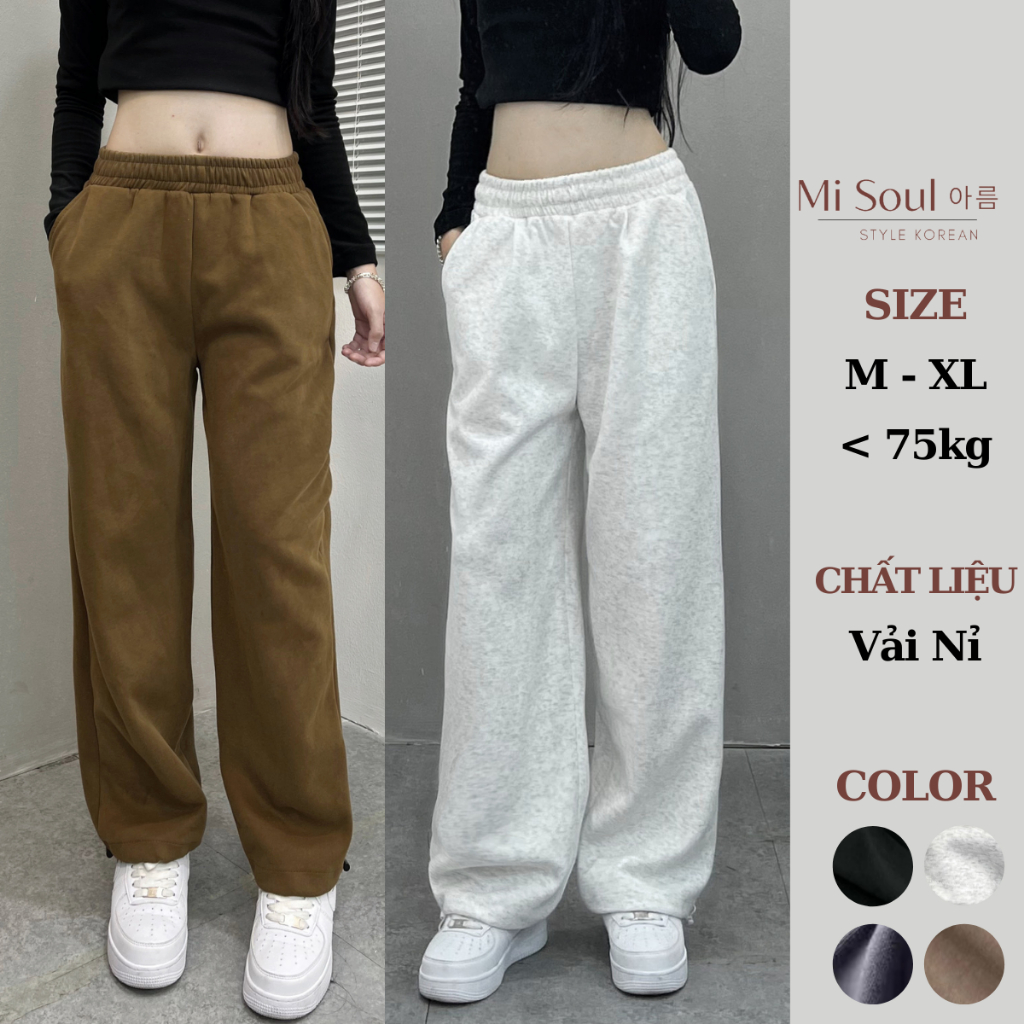 Quần Ống Rộng Nỉ Dài Rút Gấu BigSize MiSoul, Quần Ống Rộng Dây Rút MiSoul 238