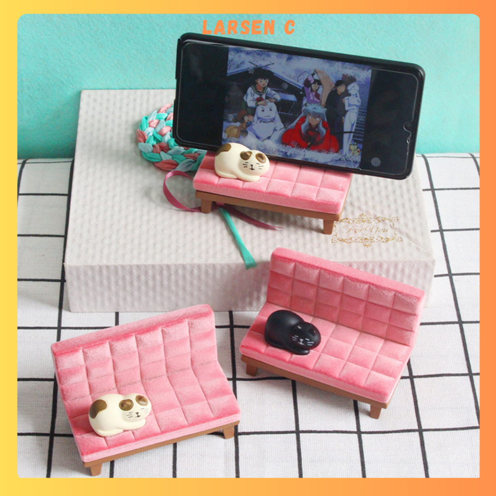 Giá đỡ gác điện thoại hình mèo sofa/TV/suối nước nóng phong cách Nhật dễ thương