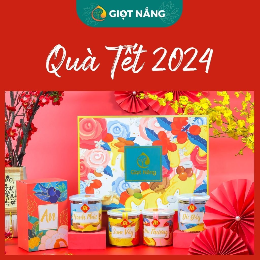 Set Quà Tết 2024 Hạt Dinh Dưỡng Tốt Cho Sức Khoẻ Hộp Size Vừa từ Nông Sản Giọt Nắng
