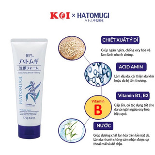 Sữa rửa mặt ý dĩ Hatomugi dưỡng ẩm trắng da 130g