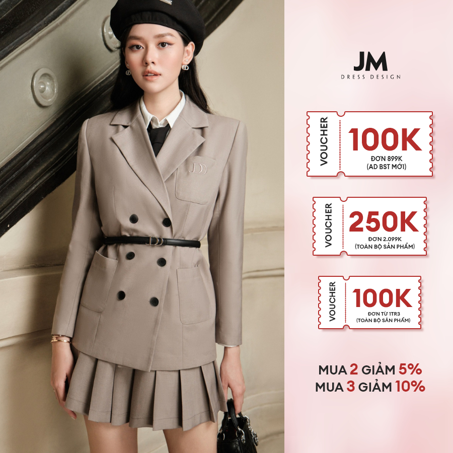 Chân váy thiết kế JM Dress Design xếp ly 2 cạp 4S24.2308PL