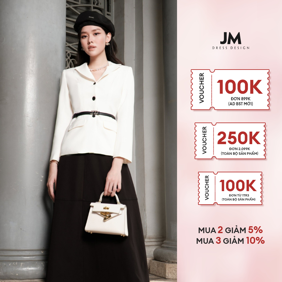 Áo balzer thiết kế JM Dress Design 1 hàng cúc đai eo 5B20.2309PL