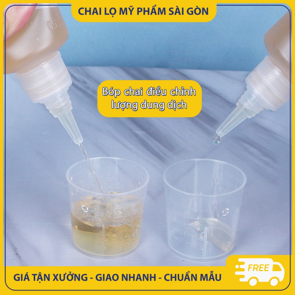 Chai nhựa PET chiết mỹ phẩm, mực xăm, 20ml/ 30ml/ 50ml/ 60ml/ 80ml/ 100ml, chai nhỏ giọt có vạch - BuyOne - BOPE21