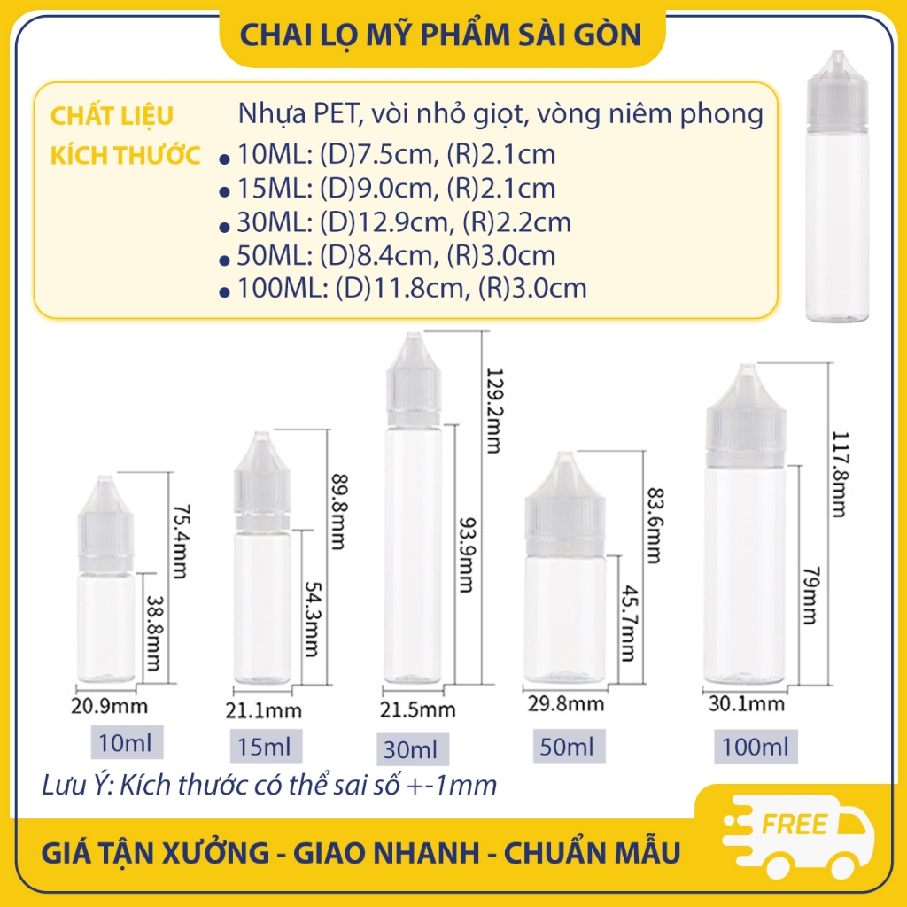 Chai nhựa chiết mỹ phẩm, tinh dầu, 10ml/ 15ml/ 30ml/ 50ml/100ml, chai nhỏ giọt tiện lợi - BuyOne - BOPE18