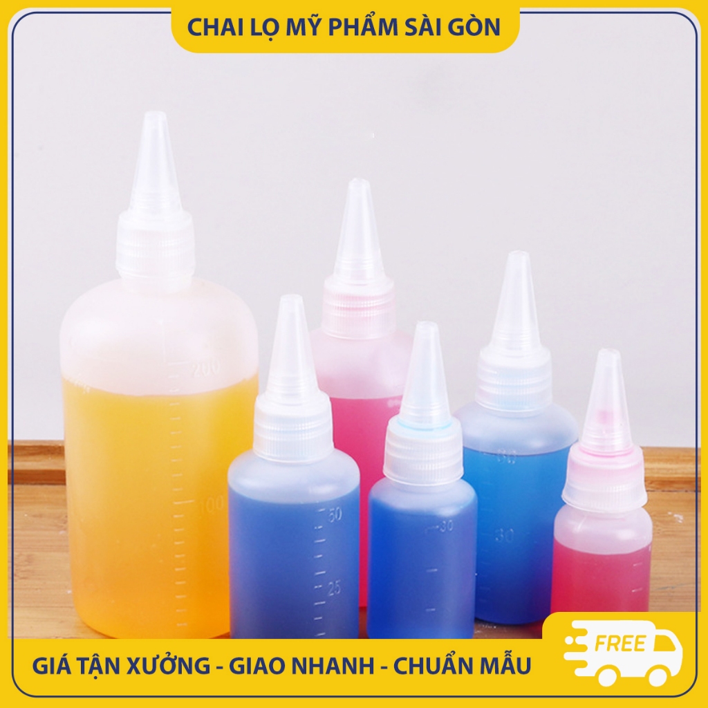 Chai nhựa PET chiết mỹ phẩm, mực xăm, 20ml/ 30ml/ 50ml/ 60ml/ 80ml/ 100ml, chai nhỏ giọt có vạch - BuyOne - BOPE21
