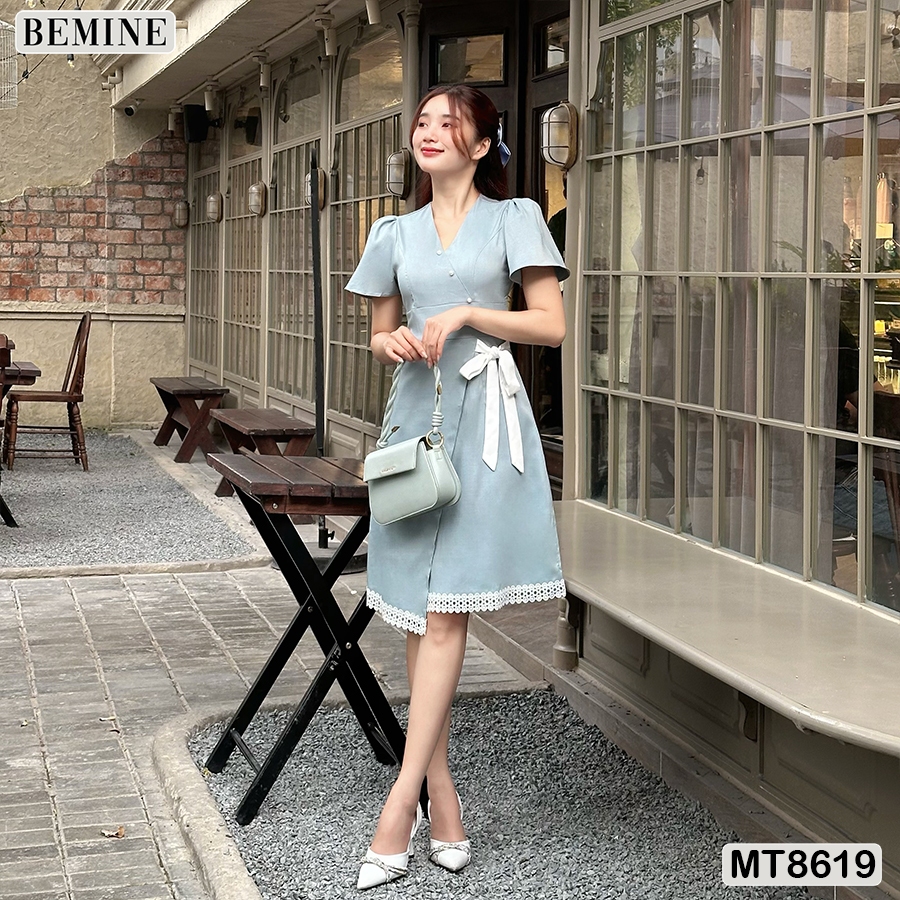 Đầm thiết kế công sở eo phối nơ BEMINE MT8619