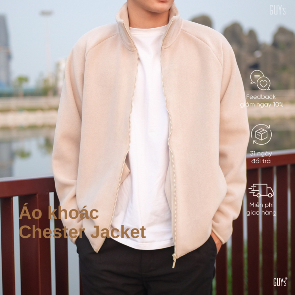 Áo Khoác Nỉ Bông Giữ Nhiệt Fleece Chester Jacket GUY's Closet - Chất Nỉ Bông Lông Cừu Cao Cấp, Năng Động, Siêu Ấm