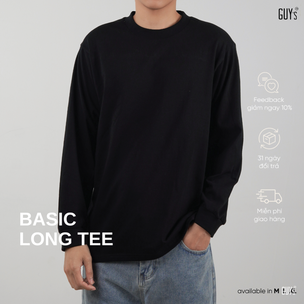 Áo phông dài tay BASIC LONG-TEE GUY's Closet, Họa tối giản thanh lịch, thời thượng