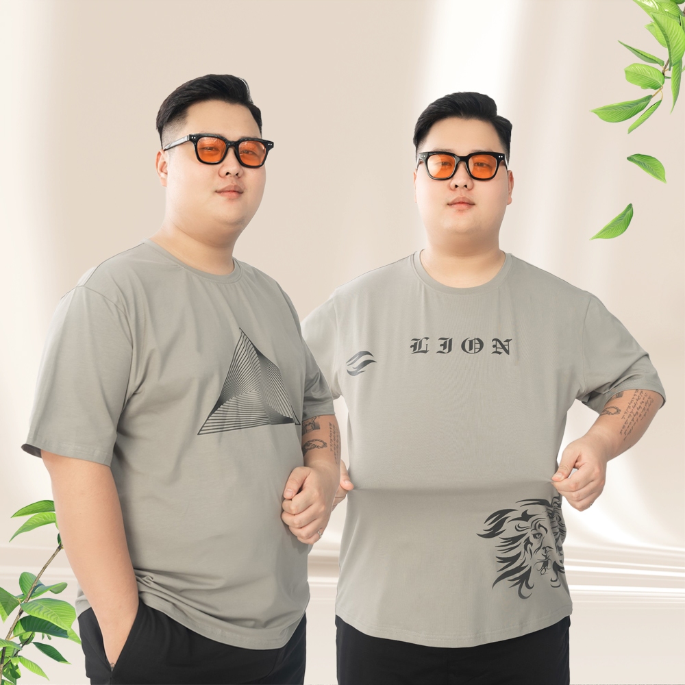 Áo Thun Nam Bigsize 80-140kg AKYOO Cao Cấp, Chất Liệu Cotton Co Giãn, Thoáng Mát - AT XAM HT-AT XAM GHI