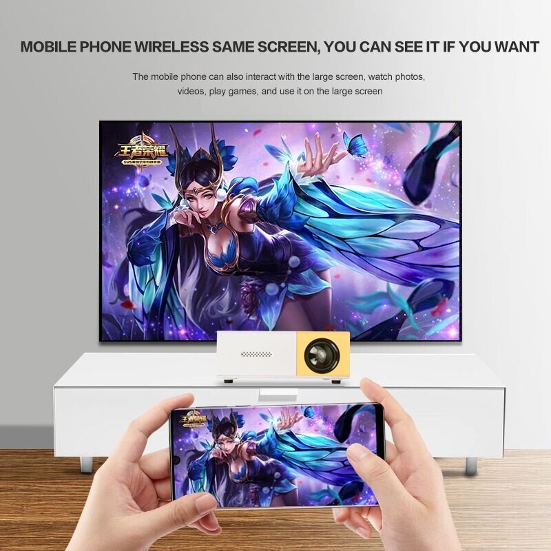 Máy chiếu mini HD có dây kết nối với màn hình điện thoại cho gia đình