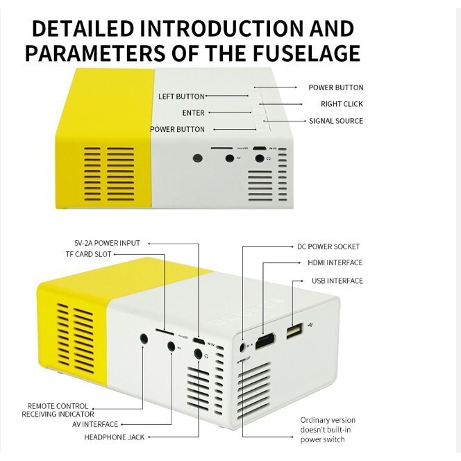 Máy chiếu mini HD có dây kết nối với màn hình điện thoại cho gia đình