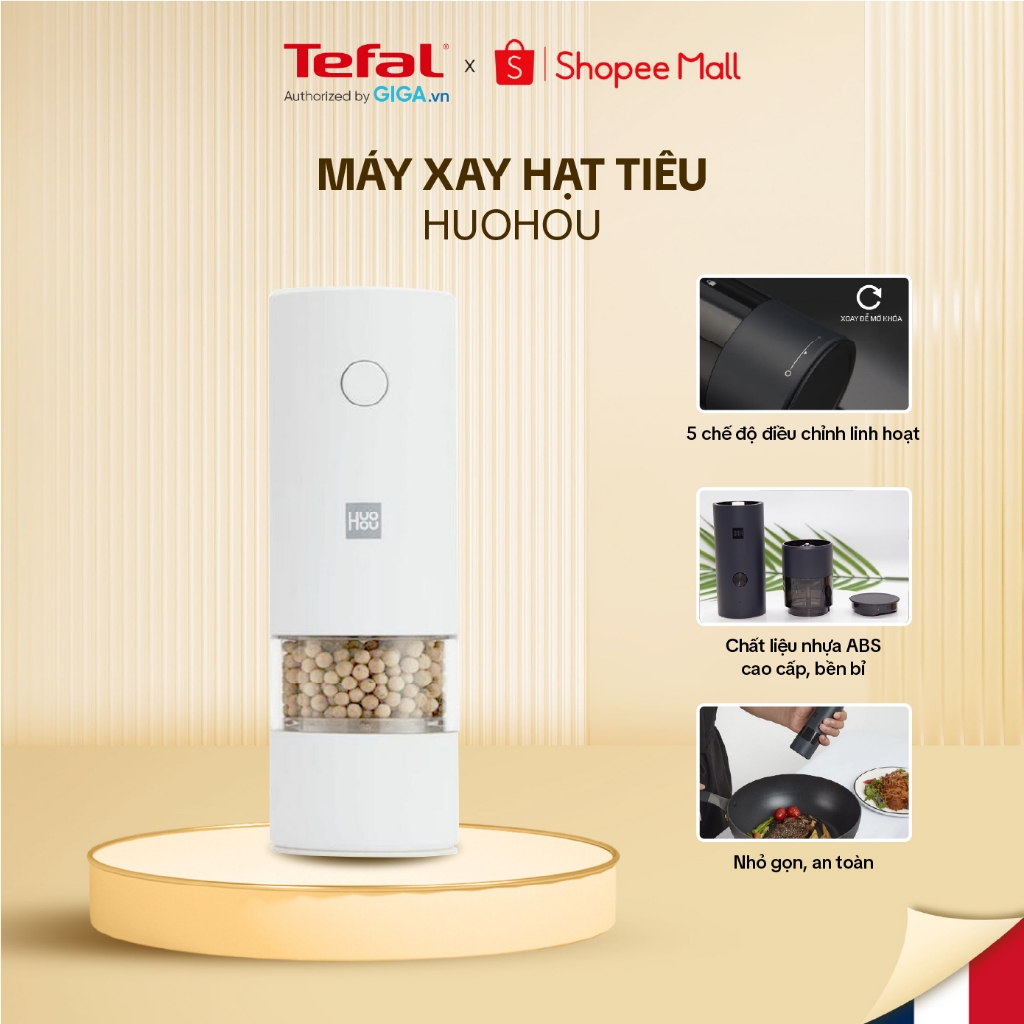 Máy xay hạt tiêu muối gia vị tự động - 2 màu đen và trắng