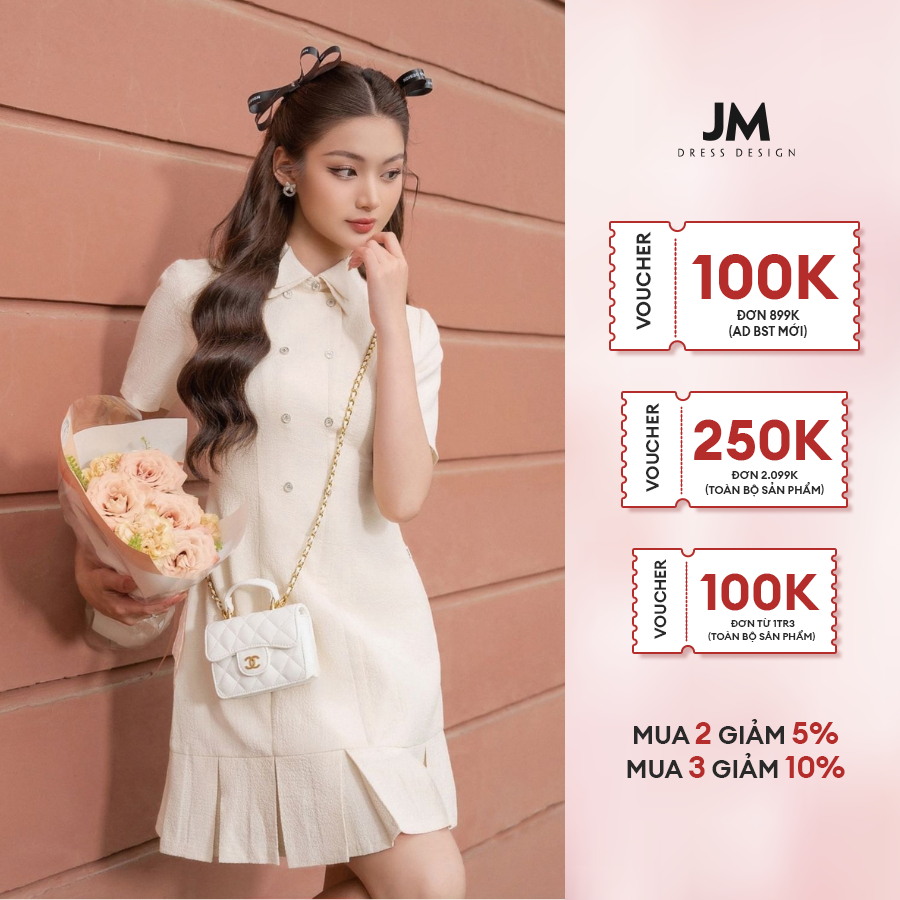 JM Dress Desgin - Đầm cổ đức 2 tầng 2 hàng cúc 1S71.2304WF