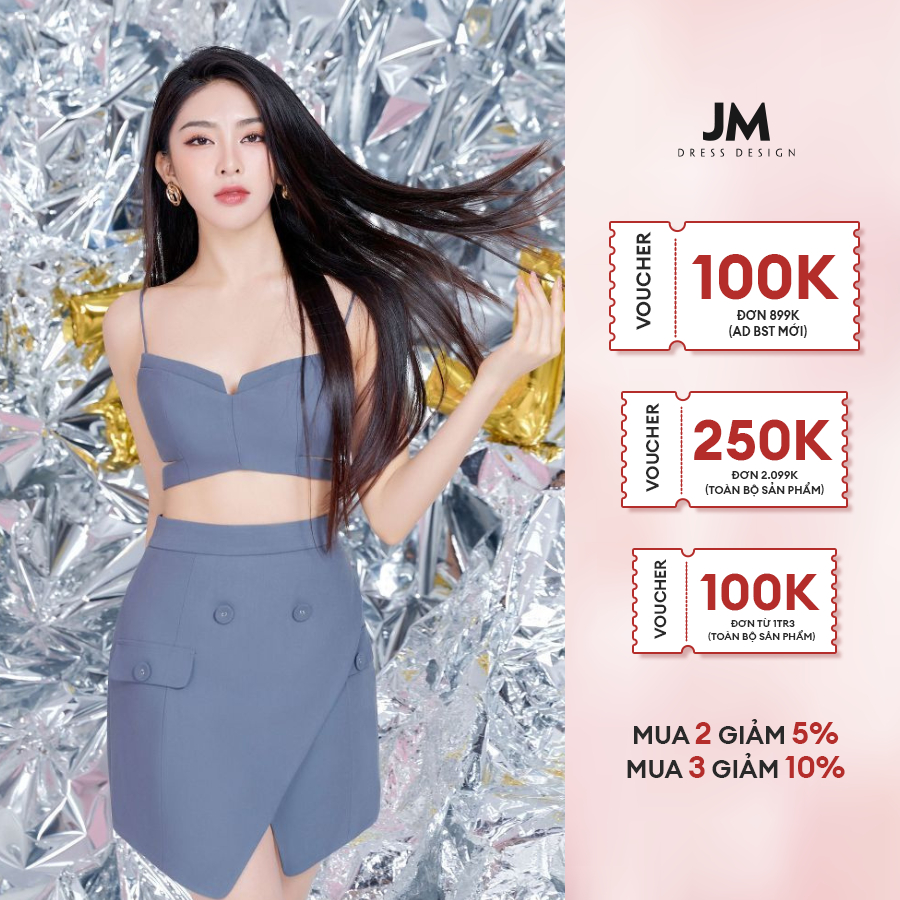 JM Dress Desgin - Áo quây hai dây dáng cut-out 2T39.2207K