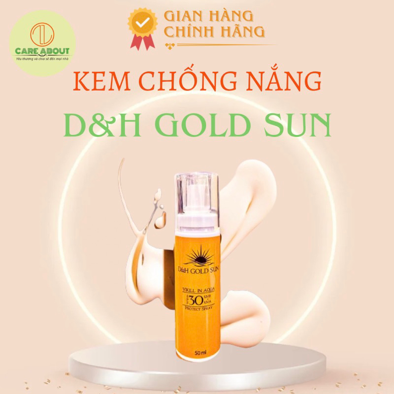 Kem chống nắng D&H GOLD SUN sản phẩm chống nắng, che khuyết điểm, dưỡng và phục hồi da, bảo vệ khỏi tia UV 50ml