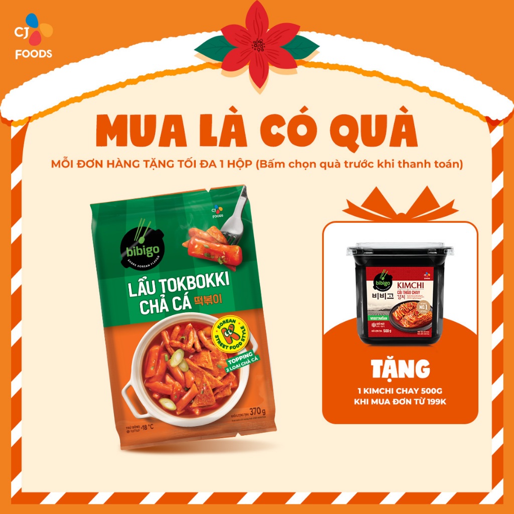 Set Lẩu Tokbokki Chả Cá Hàn Quốc Bibigo 370g (1 set hoặc 2 set)