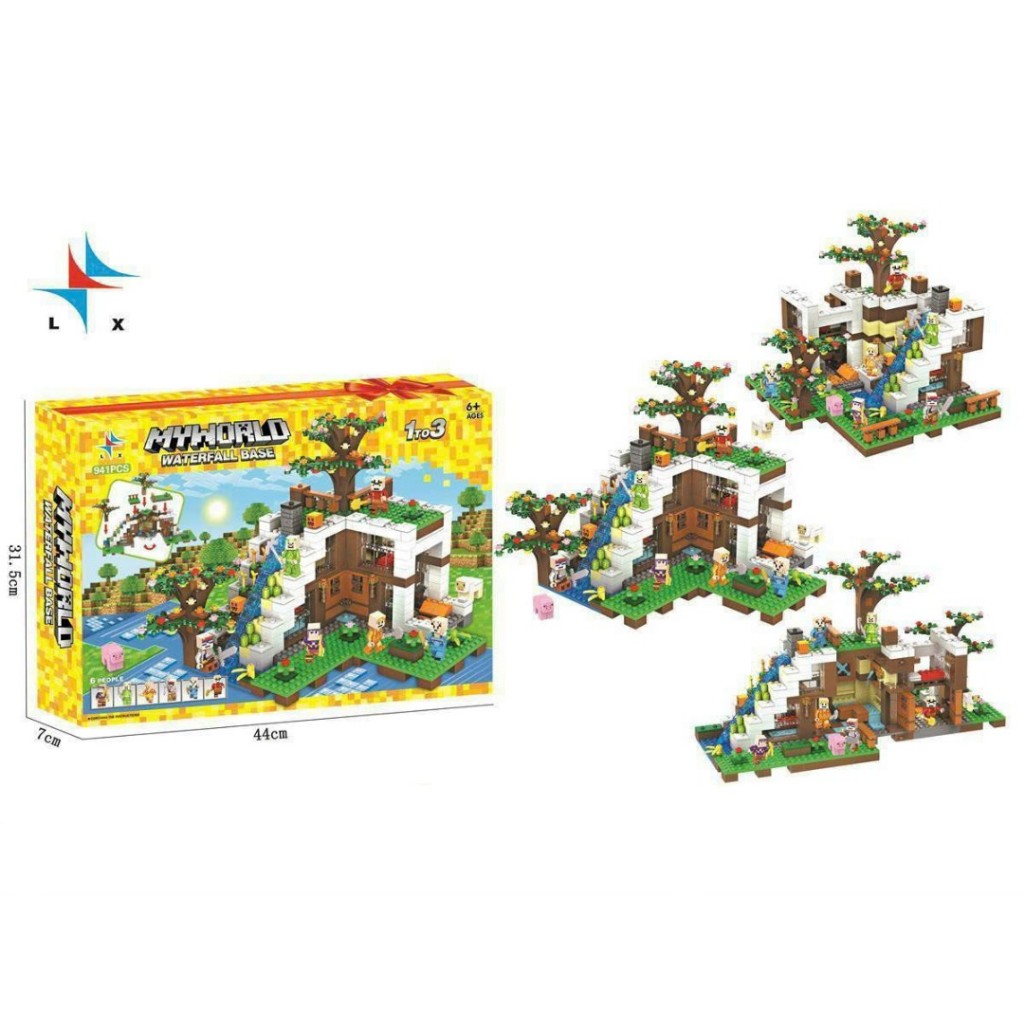 Xếp Hình Minecraft My World - Mô Hình Lắp Ráp Căn Cứ Bên Thác Nước 1in3 941 Mảnh Ghép