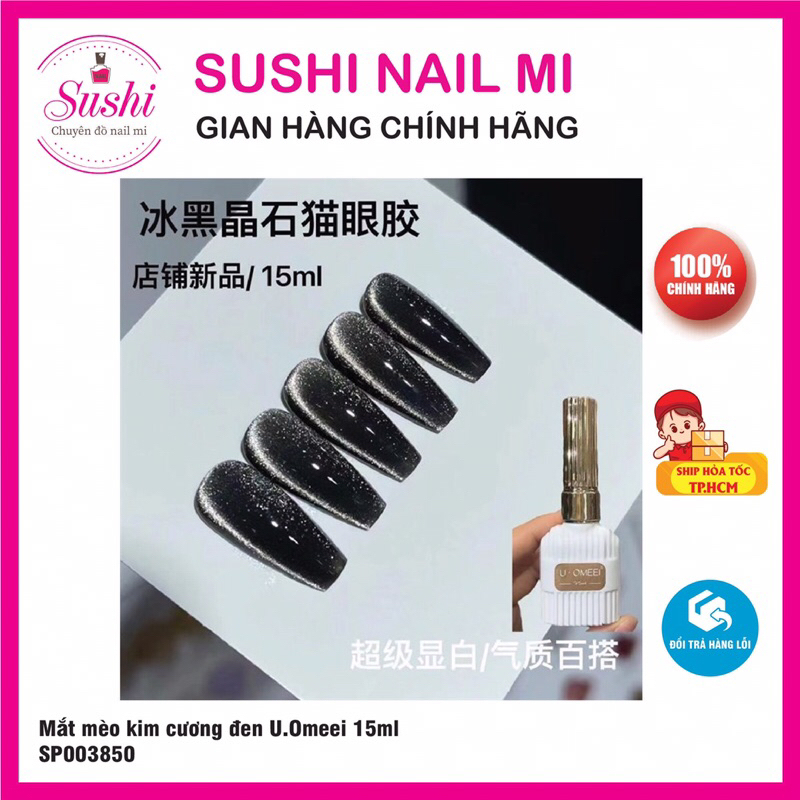 Sơn gel mắt mèo kim cương lấp lánh sang chảnh bạc đỏ đen nâu hồng vàng cam UOMEEI 15ml - Sushi nail mi