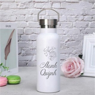 Bình giữ nhiệt☘️VIỆT NHẬT☘️ Bình giữ nhiệt làm bằng inox 304, dung tích 500ml khắc tên, logo câu chúc theo yêu cầu