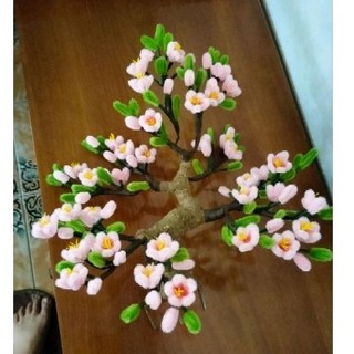 Hoa đào kẽm nhung, hoa bonsai mini để bàn.