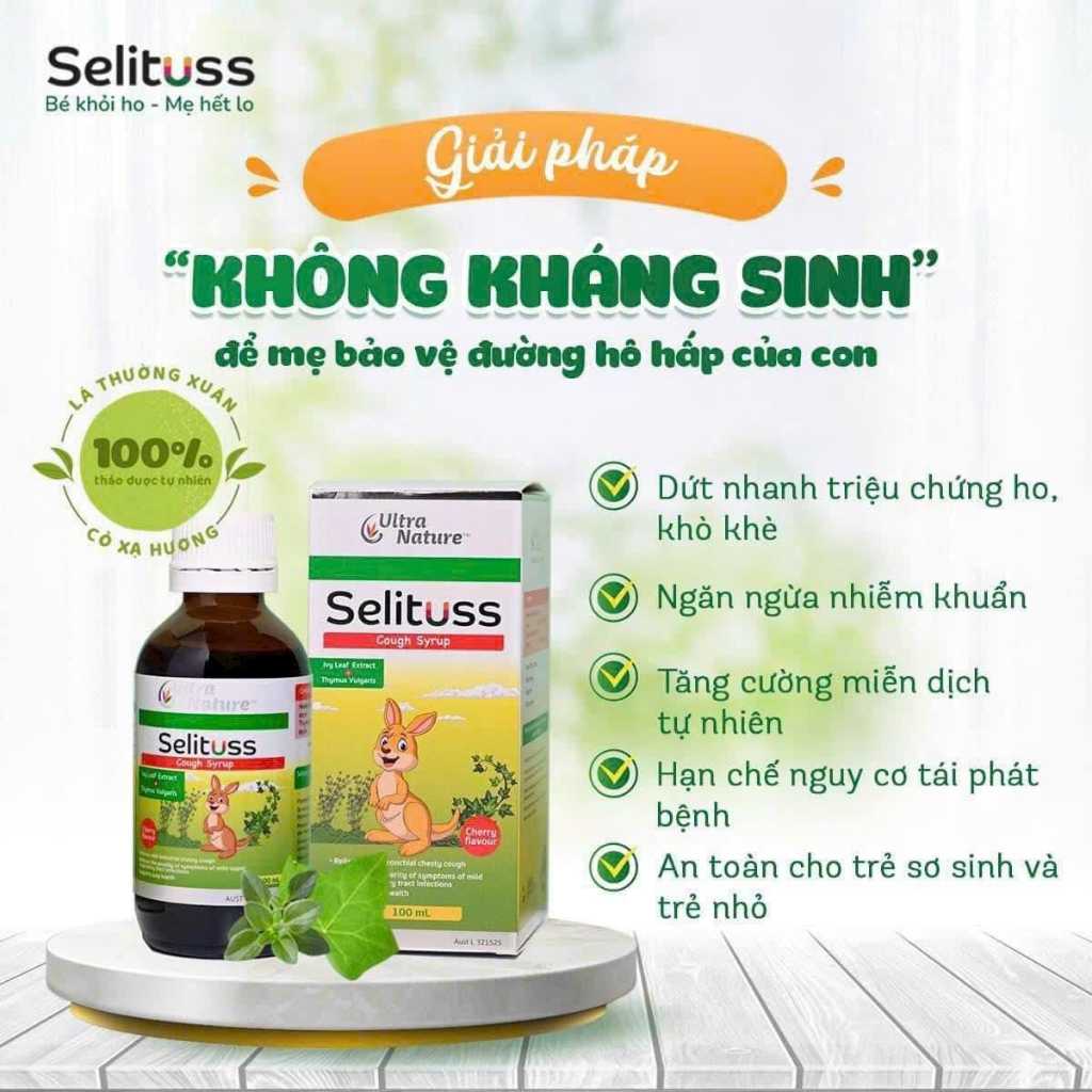Siro ho Selituss lá thường xuân giúp giảm ho, giảm đờm, giảm đau rát họng dùng được cho trẻ sơ sinh 100ml - Pharma OTC