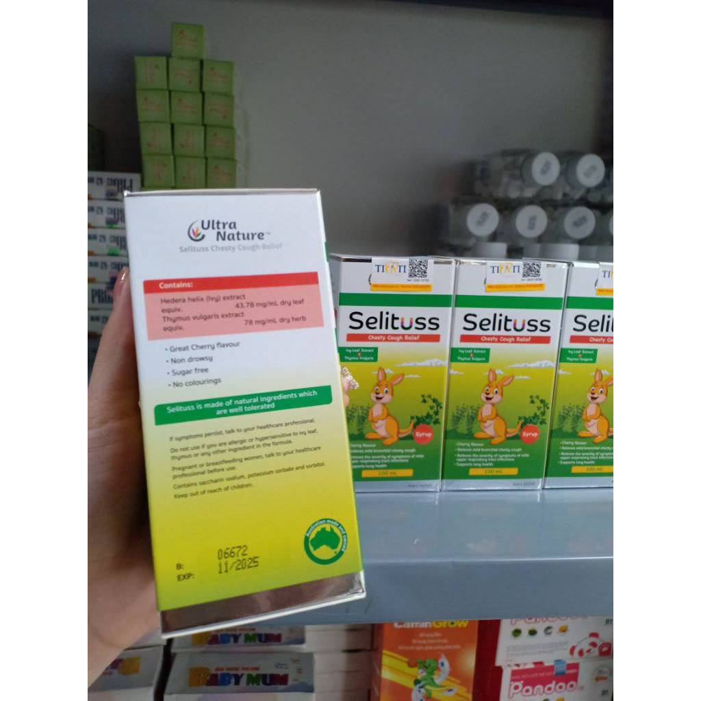Siro ho Selituss lá thường xuân giúp giảm ho, giảm đờm, giảm đau rát họng dùng được cho trẻ sơ sinh 100ml - Pharma OTC