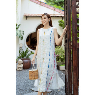 Đầm voan suông sọc hoa | LIALILI.STUDIO