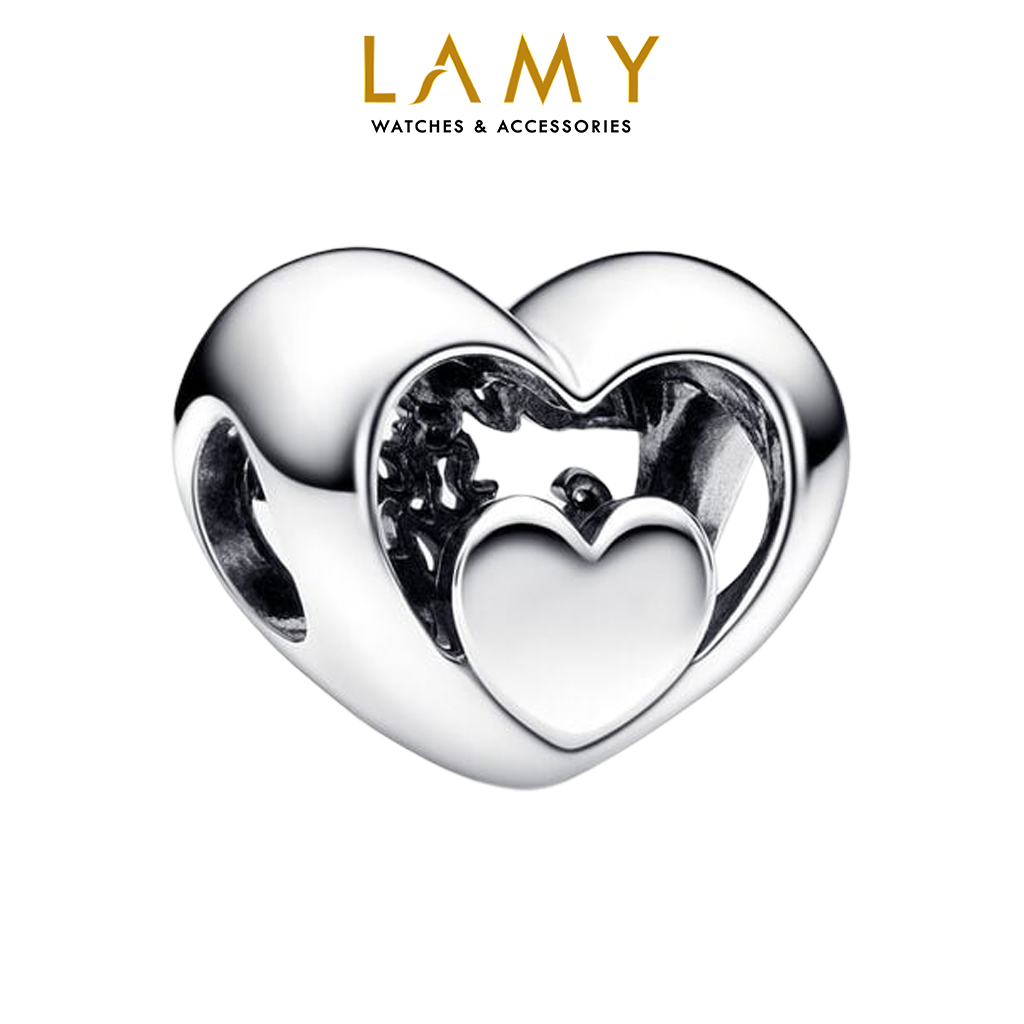 Charm bạc CDE Thông điệp tình yêu Openwork Heart Script CDE1242