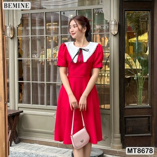 Đầm thiết kế cổ tròn phối ren tùng xoè bemine mt8678