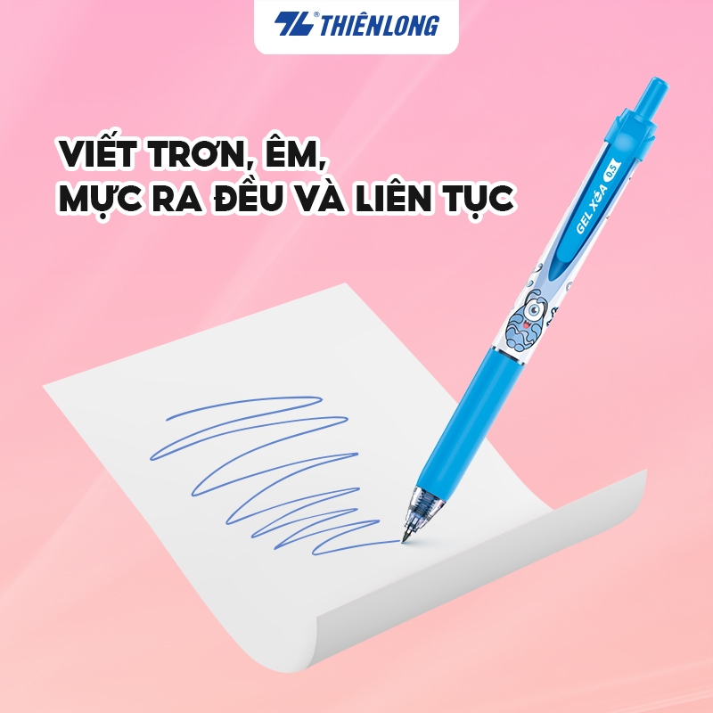 Bút Gel xóa được Thiên Long TP-GELE003 ngòi 0.5mm mực xanh/tím/đen thân bút có họa tiết hoạt hình