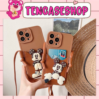 [ Có ip 16 ] Ốp Lưng Iphone Pro camera nâu & túi thẻ nâu hình mickey dành cho ip - TENCASESHOP [568]