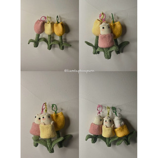 ( Ảnh thật) Móc khoá len hoa tulip handmade