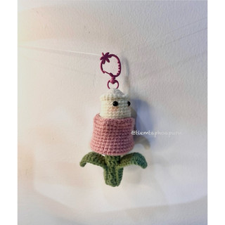 ( Ảnh thật) Móc khoá len hoa tulip handmade
