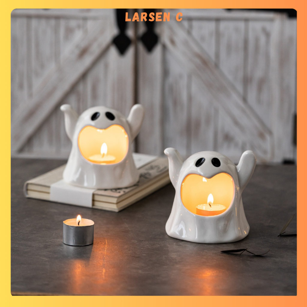 (Tặng kèm 3 nến) Đế đựng nến - gạt tàn thuốc - nhà ngủ hamster hình ma dễ thương trang trí phòng